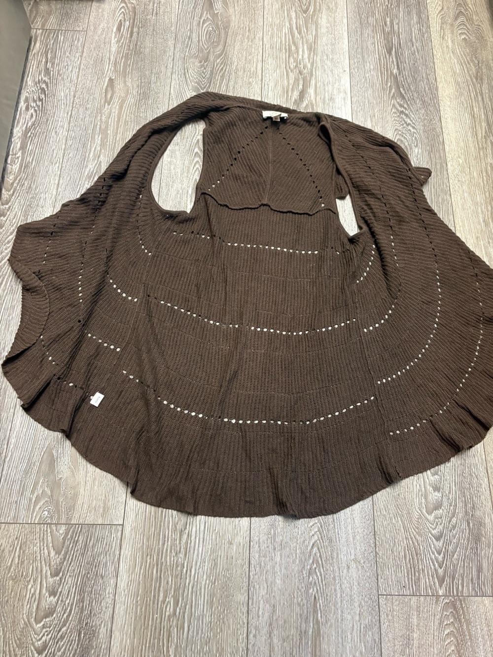 LOFT Brown Women's Open Knit Sweater Cardigan